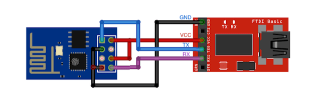 How to connect ESP8266 01 wifi module to FTDI