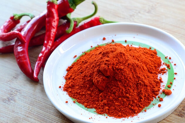 red pepper powder on dish