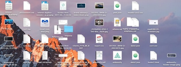 Cluttered desktop with icons